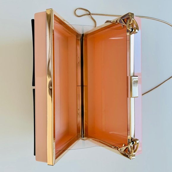 Rhinestones Acrylic Clutch with Rose Gold Crossbody Chain - Picture 6 of 11